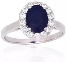 Sidabrinis žiedas - 16.5 - 2.8 g. - Cirkonai , Safyras (1,48Ct)