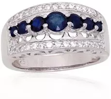 Sidabrinis žiedas - 16.5 - 4.8 g. - Cirkonai , Safyras (0,91Ct)
