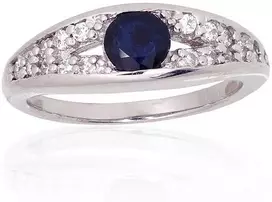 Sidabrinis žiedas - 17 - 3.1 g. - Cirkonai , Safyras (0,69Ct)