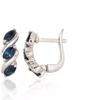Sidabriniai auskarai ant cilindrinės spynos - 3.6 g. - 16 mm. - Safyras (1,06Ct)