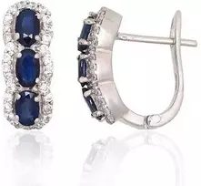 Sidabriniai auskarai ant cilindrinės spynos - 16 mm. - 4.6 g. - Cirkonai , Safyras (1,2Ct)
