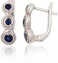 Sidabriniai auskarai ant cilindrinės spynos - 18 mm. - 5.2 g. - Safyras (1,24Ct)
