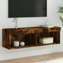 TV staliukas TV spintelė su LED lemputėmis, dūminio ąžuolo, 100x30x30cm