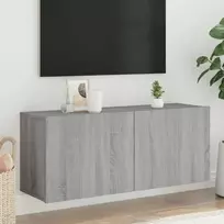TV staliukas Prie sienos montuojama TV spintelė, pilka ąžuolo, 100x30x41cm