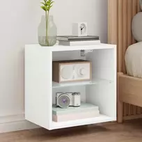 TV staliukas Sieninė naktinė spintelė su LED lemputėmis, balta