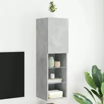 TV staliukas TV spintelė su LED lemputėmis, betono pilka, 30,5x30x102cm