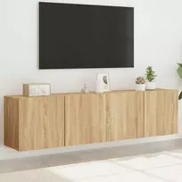 TV staliukas Prie sienos montuojamos TV spintelės, 2vnt., ąžuolo, 80x30x41cm