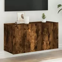 TV staliukas Prie sienos montuojama TV spintelė, dūminio ąžuolo, 80x30x41cm