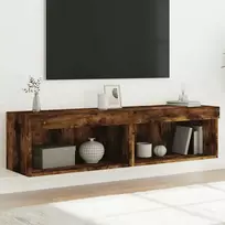 TV staliukas TV spintelės su LED lemputėmis, 2vnt., dūminės, 60x30x30cm