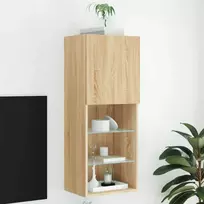 TV staliukas TV spintelė su LED lemputėmis, ąžuolo spalvos, 40,5x30x102cm