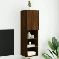 TV staliukas TV spintelė su LED lemputėmis, ruda ąžuolo, 30,5x30x102cm