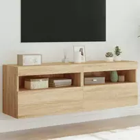 TV staliukas Sieninės TV spintelės su LED, 2vnt., sonoma ąžuolo, 60x30x40cm