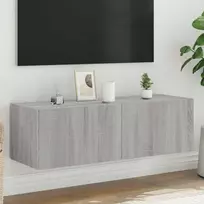 TV staliukas Sieninė TV spintelė su LED lemputėmis, pilka, 100x35x31cm