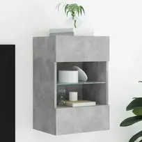 TV staliukas Sieninė TV spintelė su LED lemputėmis, betono, 40x30x60,5cm