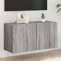 TV staliukas Prie sienos montuojama TV spintelė, pilka ąžuolo, 80x30x41cm