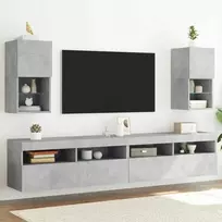 TV staliukas TV spintelės su LED lemputėmis, 2vnt., betono, 30,5x30x60cm