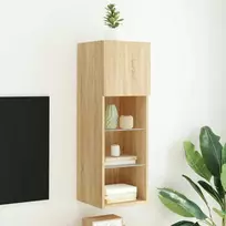 TV staliukas TV spintelė su LED lemputėmis, ąžuolo spalvos, 30,5x30x90cm