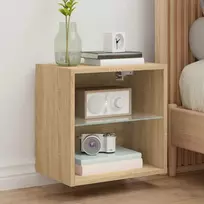 TV staliukas Sieninė naktinė spintelė su LED lemputėmis, sonoma ąžuolo