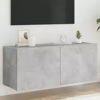 TV staliukas Sieninė TV spintelė su LED lemputėmis, betono, 100x35x41cm