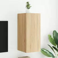 TV staliukas Sieninė TV spintelė su LED lemputėmis, ąžuolo, 30,5x35x70cm