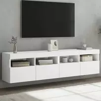 TV staliukas Sieninės TV spintelės su LED, 2vnt., baltos, 80x30x40cm