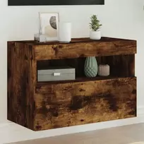 TV staliukas Sieninė TV spintelė su LED lemputėmis, dūminė, 60x30x40cm