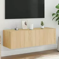 TV staliukas Sieninė TV spintelė su LED lemputėmis, ąžuolo, 100x35x31cm
