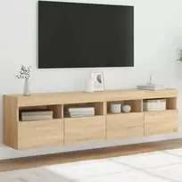 TV staliukas Sieninės TV spintelės su LED, 2vnt., sonoma ąžuolo, 80x30x40cm