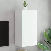 TV staliukas Sieninė TV spintelė su LED lemputėmis, balta, 40,5x35x80cm