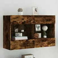 TV staliukas Sieninė TV spintelė su LED lemputėmis, dūminė, 98,5x30x60,5cm