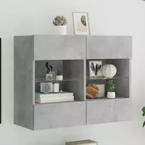 TV staliukas Sieninė TV spintelė su LED lemputėmis, betono, 78,5x30x60,5cm