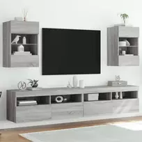 TV staliukas Sieninės TV spintelės su LED, 2vnt., pilkos, 40x30x60,5cm
