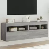 TV staliukas Sieninės TV spintelės su LED, 2vnt., pilka ąžuolo, 60x30x40cm