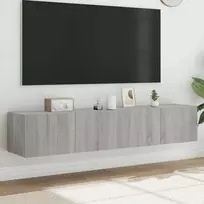 TV staliukas Sieninės TV spintelės su LED, 2vnt., pilkos ąžuolo, 80x35x31cm
