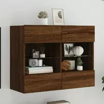 TV staliukas Sieninė TV spintelė su LED lemputėmis, ruda, 78,5x30x60,5cm