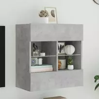 TV staliukas Sieninė TV spintelė su LED lemputėmis, betono, 58,5x30x60,5cm