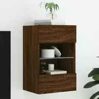 TV staliukas Sieninė TV spintelė su LED lemputėmis, ruda, 40x30x60,5cm