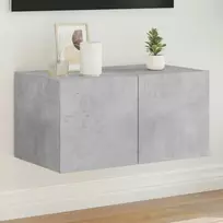 TV staliukas Sieninė TV spintelė su LED lemputėmis, betono pilka, 60x35x31cm