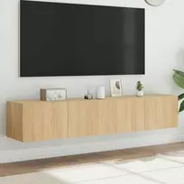 TV staliukas Sieninės TV spintelės su LED, 2vnt., sonoma ąžuolo, 80x35x31cm