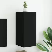 TV staliukas Sieninė TV spintelė su LED lemputėmis, juoda, 30,5x35x70cm