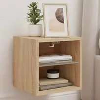 TV staliukas Sieninė TV spintelė su LED lemputėmis, ąžuolo, 30x28,5x30cm