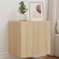 TV staliukas Sieninės TV spintelės su LED, 2vnt., ąžuolo, 40,5x35x40cm
