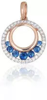 Auksinis pakabukas - 1.39 g. - 19 mm. - Briliantai (0,122Ct), Safyras (0,262Ct)