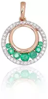 Auksinis pakabukas - 1.34 g. - 19 mm. - Briliantai (0,12Ct), Smaragdas (0,21Ct)