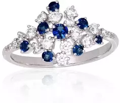 Auksinis žiedas - 18 - 2.58 g. - Briliantai (0,414Ct), Safyras (0,33Ct)