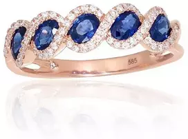 Auksinis žiedas - 19.5 - 2.62 g. - Briliantai (0,173Ct), Safyras (1,112Ct)