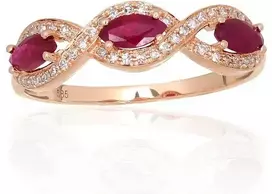 Auksinis žiedas - 18.5 - 1.59 g. - Briliantai (0,127Ct), Rubinas (0,561Ct)