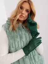 Wool Fashion Italia Tamsiai žalios moteriškos pirštinės : Dydis - L/XL