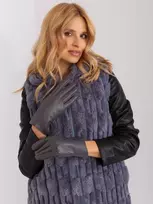 Wool Fashion Italia Tamsiai pilkos moteriškos pirštinės: Dydis - L/XL