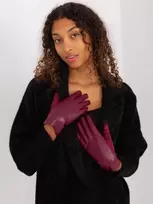 Wool Fashion Italia Bordo odinės pirštinės moterims: Dydis - S/M